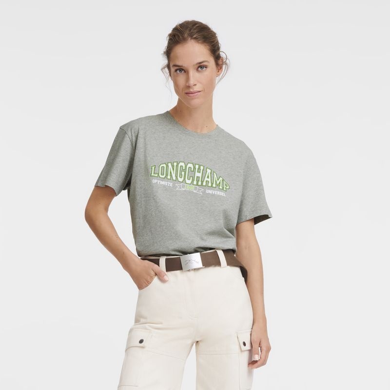 Grey Women's Longchamp T Shirts | 2839-DHOXJ