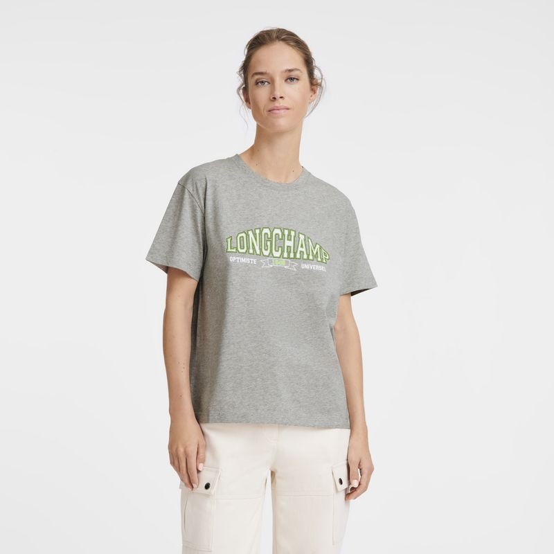 Grey Women's Longchamp T Shirts | 2839-DHOXJ