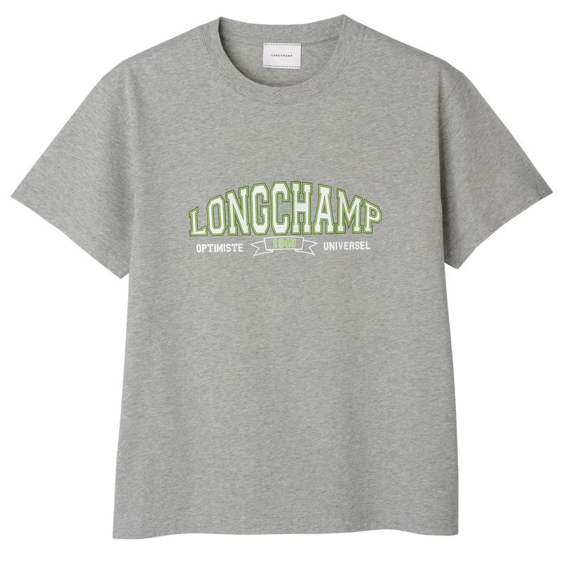 Grey Women\'s Longchamp T Shirts | 2839-DHOXJ