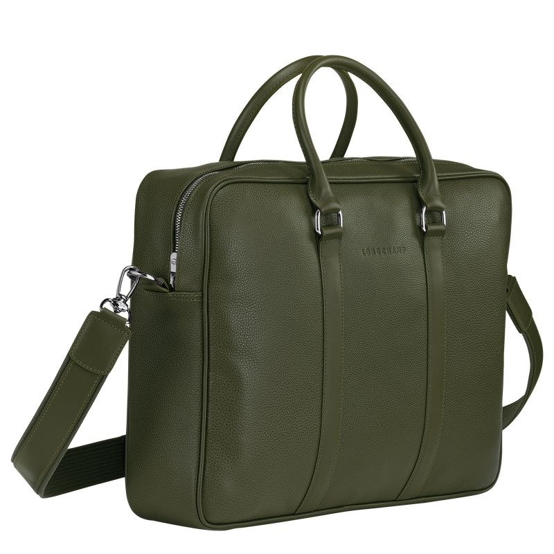 Khaki Men's Longchamp Le Foulonné M Briefcase | 9270-CNTUO