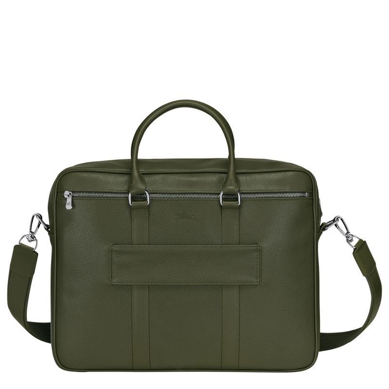 Khaki Men's Longchamp Le Foulonné M Briefcase | 9270-CNTUO