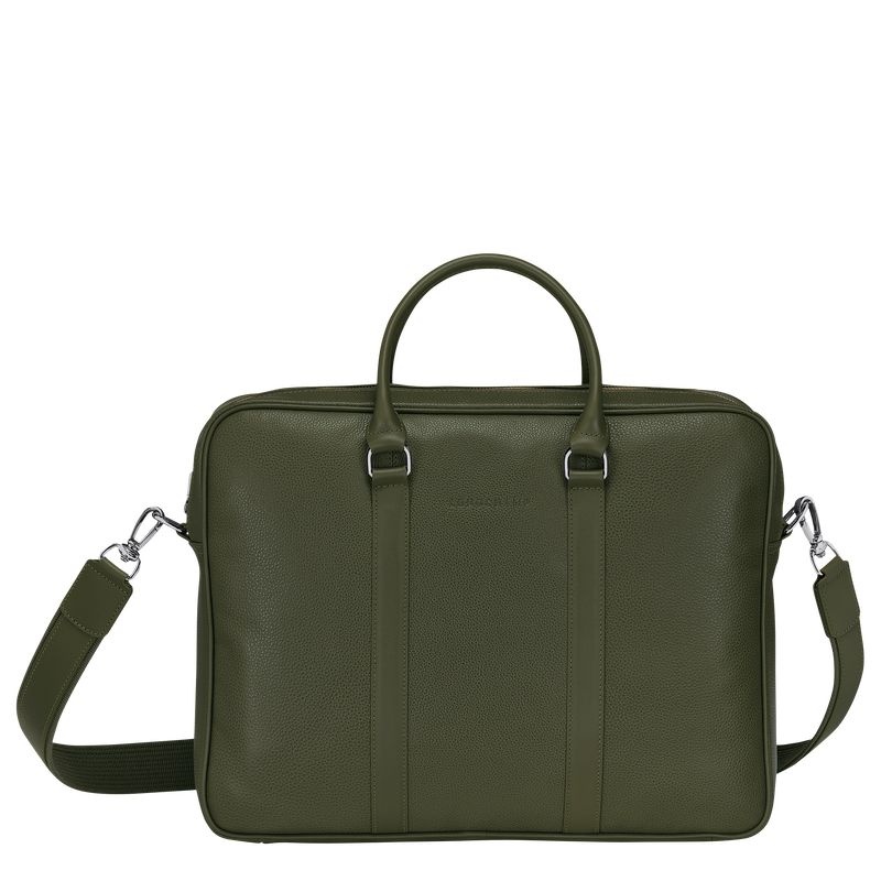 Khaki Men\'s Longchamp Le Foulonné M Briefcase | 9270-CNTUO