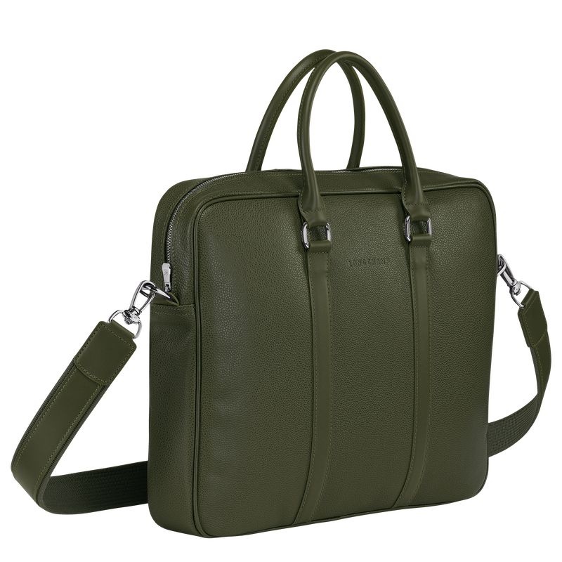 Khaki Men's Longchamp Le Foulonné S Briefcase | 9653-BSWTU