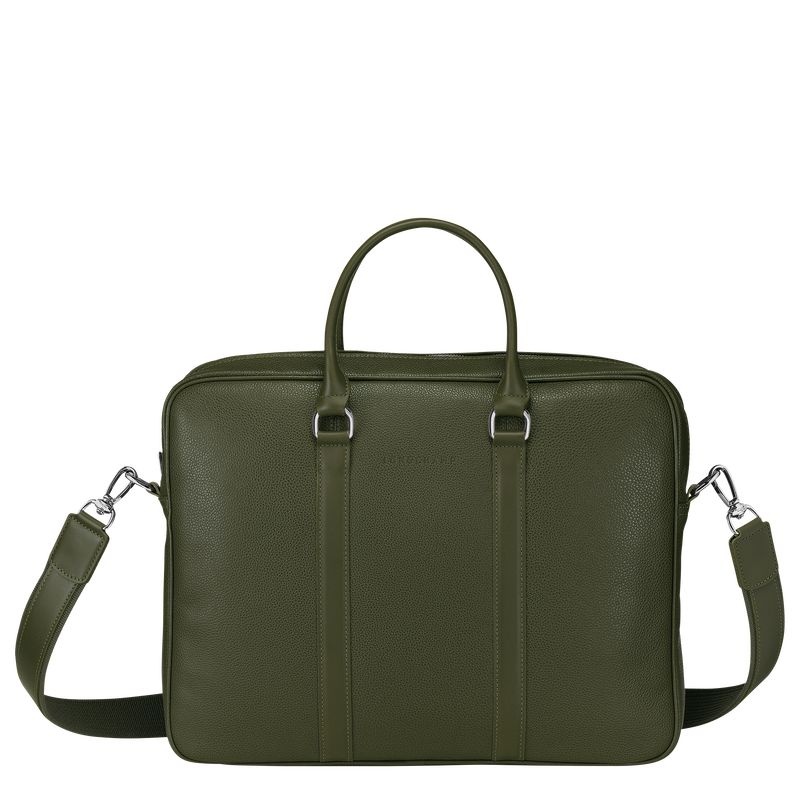 Khaki Men\'s Longchamp Le Foulonné S Briefcase | 9653-BSWTU