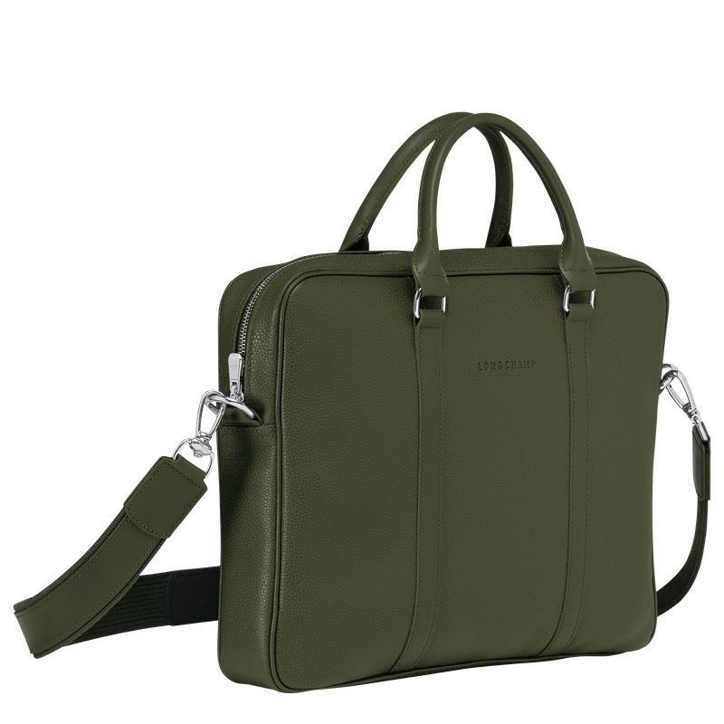 Khaki Men's Longchamp Le Foulonné XS Briefcase | 6289-LXEZI