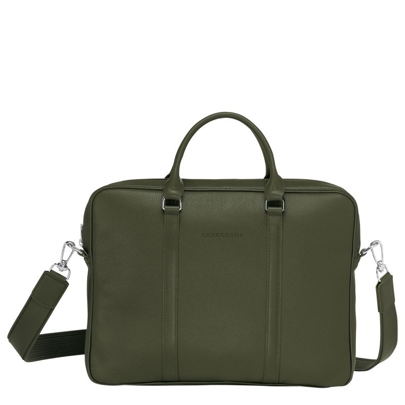 Khaki Men\'s Longchamp Le Foulonné XS Briefcase | 6289-LXEZI