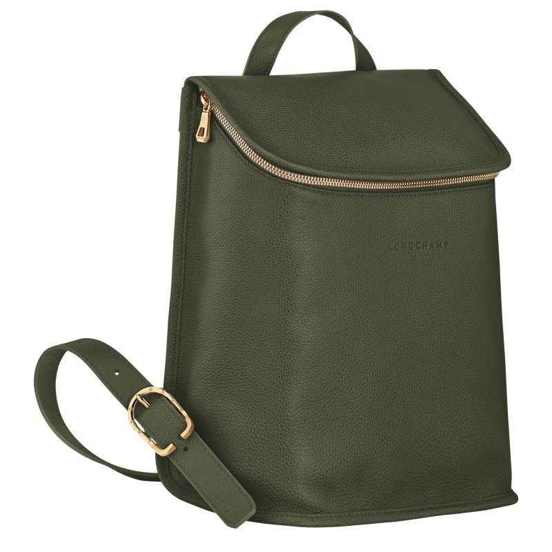 Khaki Women's Longchamp Le Foulonné Backpacks | 5864-MSWNQ