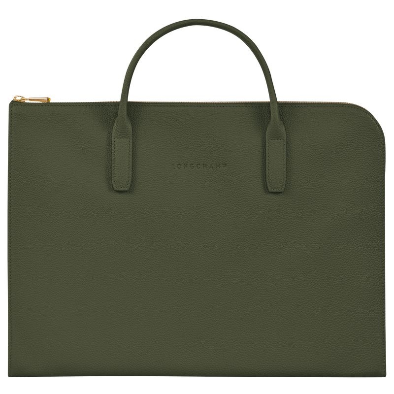 Khaki Women\'s Longchamp Le Foulonné S Briefcase | 5491-NUXAV