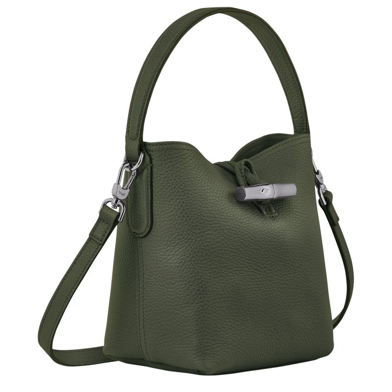 Khaki Women's Longchamp Roseau Essential XS Bucket Bags | 6985-AMHTO