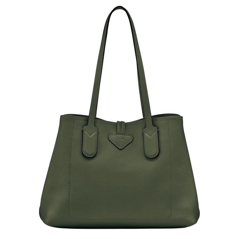 Khaki Women's Longchamp Roseau Essential M Tote Bags | 6218-YLSJR