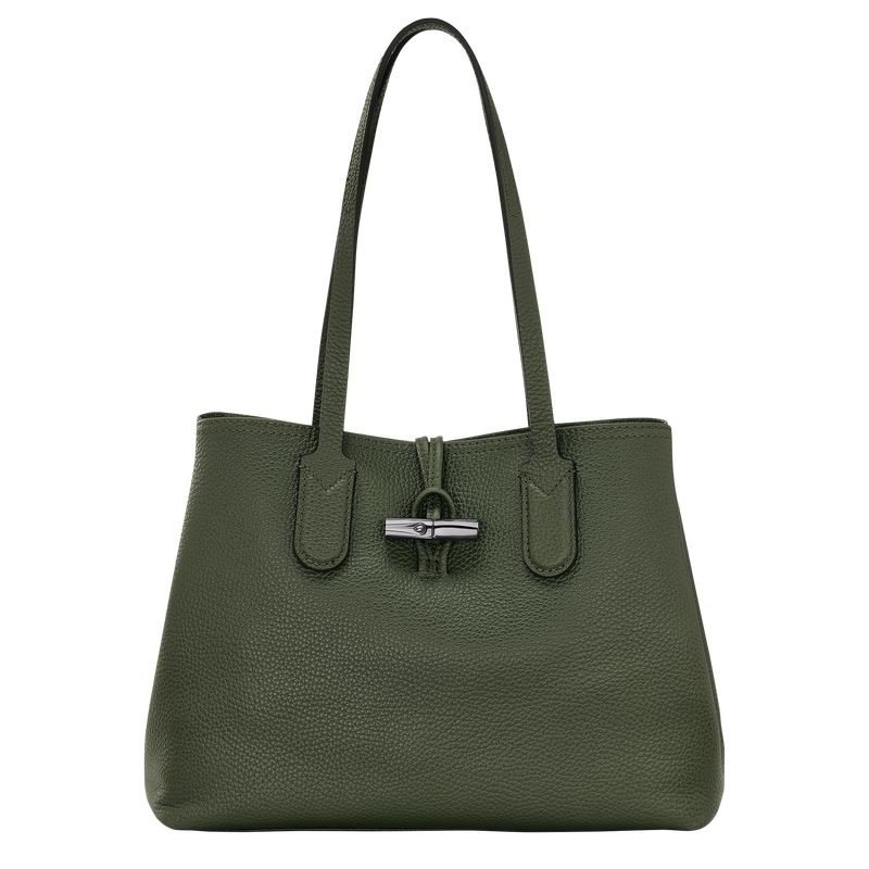 Khaki Women\'s Longchamp Roseau Essential M Tote Bags | 6218-YLSJR