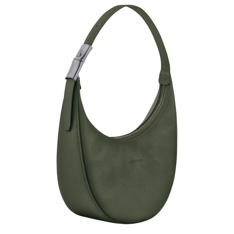 Khaki Women's Longchamp Roseau Essential M Hobo Bag | 1428-YOPTR