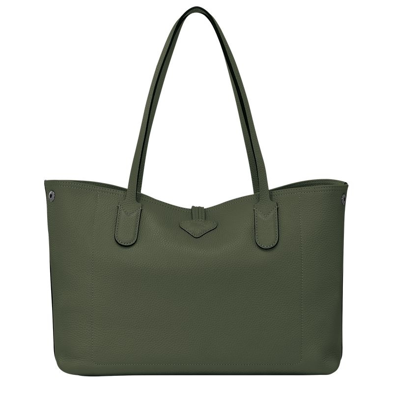 Khaki Women's Longchamp Roseau Essential L Tote Bags | 2597-ATZIF