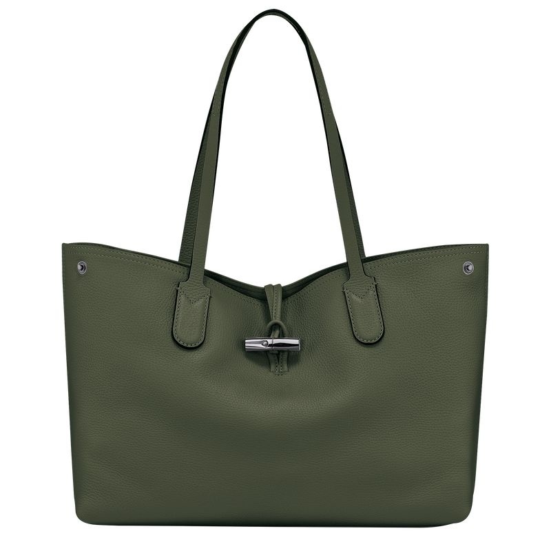 Khaki Women\'s Longchamp Roseau Essential L Tote Bags | 2597-ATZIF