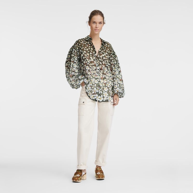 Khaki Women's Longchamp Shirts | 4207-MPXCI