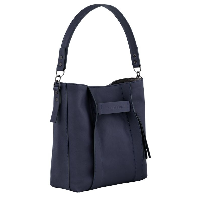 Navy Women's Longchamp 3D M Hobo Bag | 2416-BPZFV