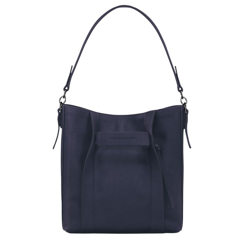 Navy Women\'s Longchamp 3D M Hobo Bag | 2416-BPZFV