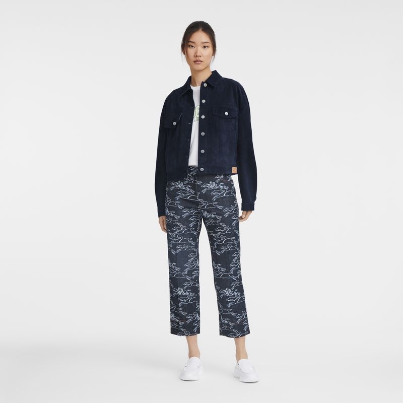 Navy Women's Longchamp Jackets | 9026-AWTKE