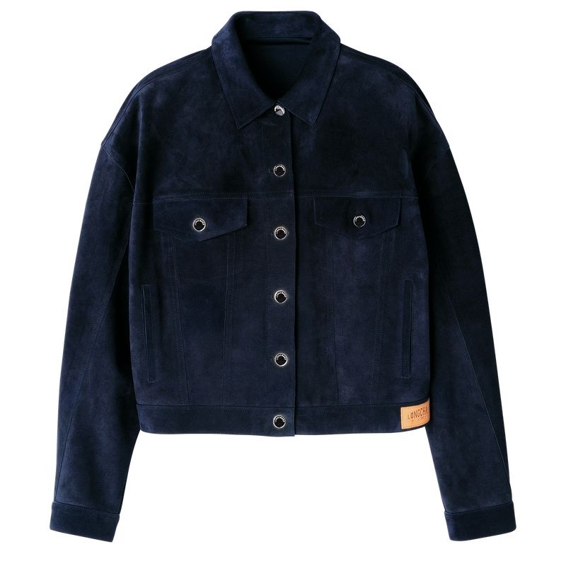 Navy Women\'s Longchamp Jackets | 9026-AWTKE