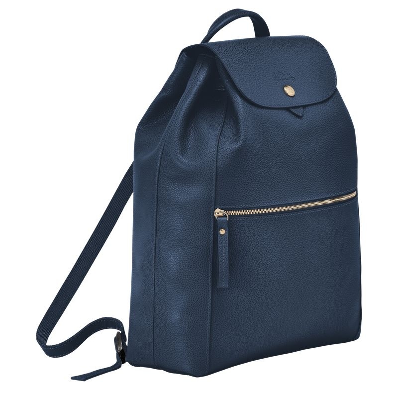 Navy Women's Longchamp Le Foulonné Backpacks | 5781-BJOGA