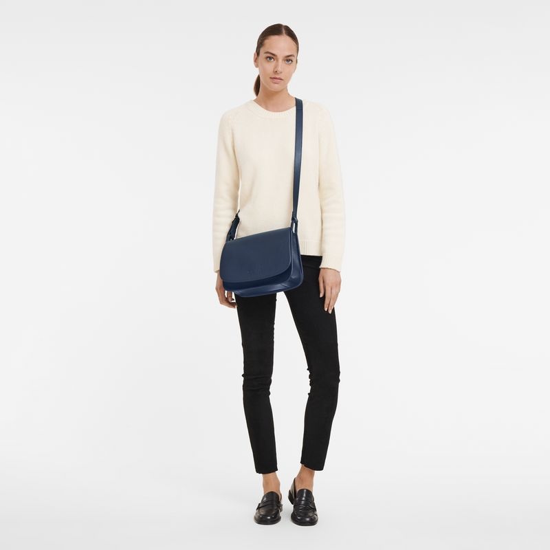 Navy Women's Longchamp Le Foulonné M Crossbody Bags | 8236-VXLAU