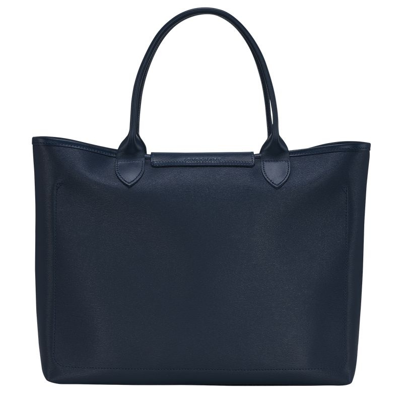 Navy Women's Longchamp Le Pliage City L Tote Bags | 8753-GVDCA