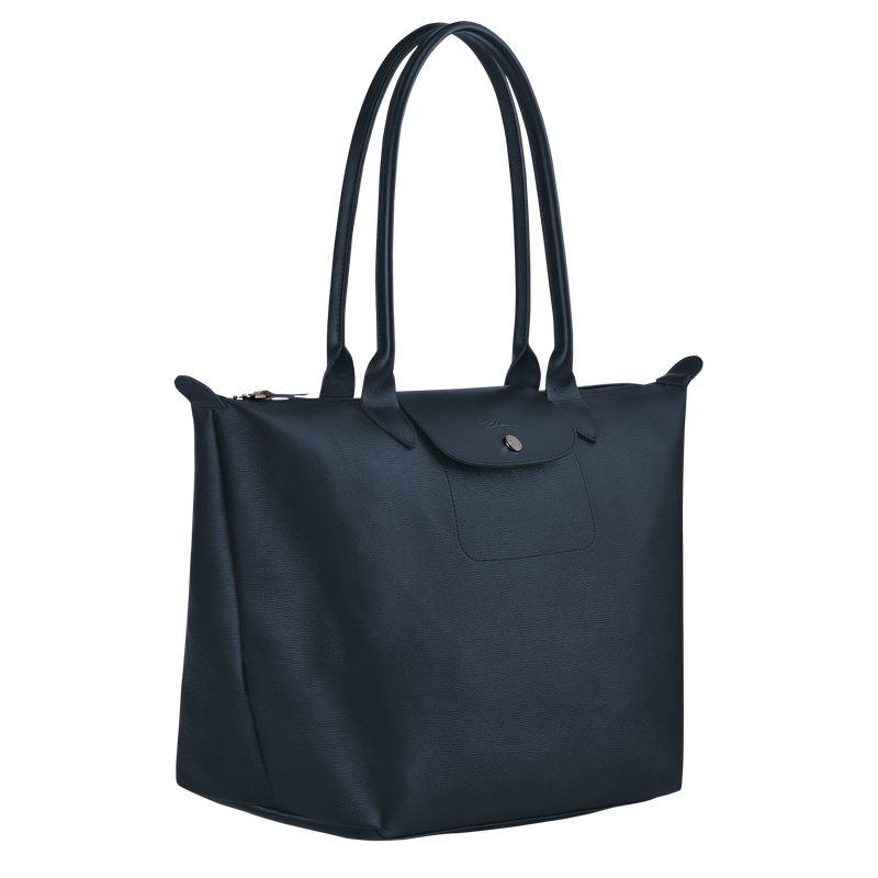 Navy Women's Longchamp Le Pliage City L Tote Bags | 5790-HPLAT