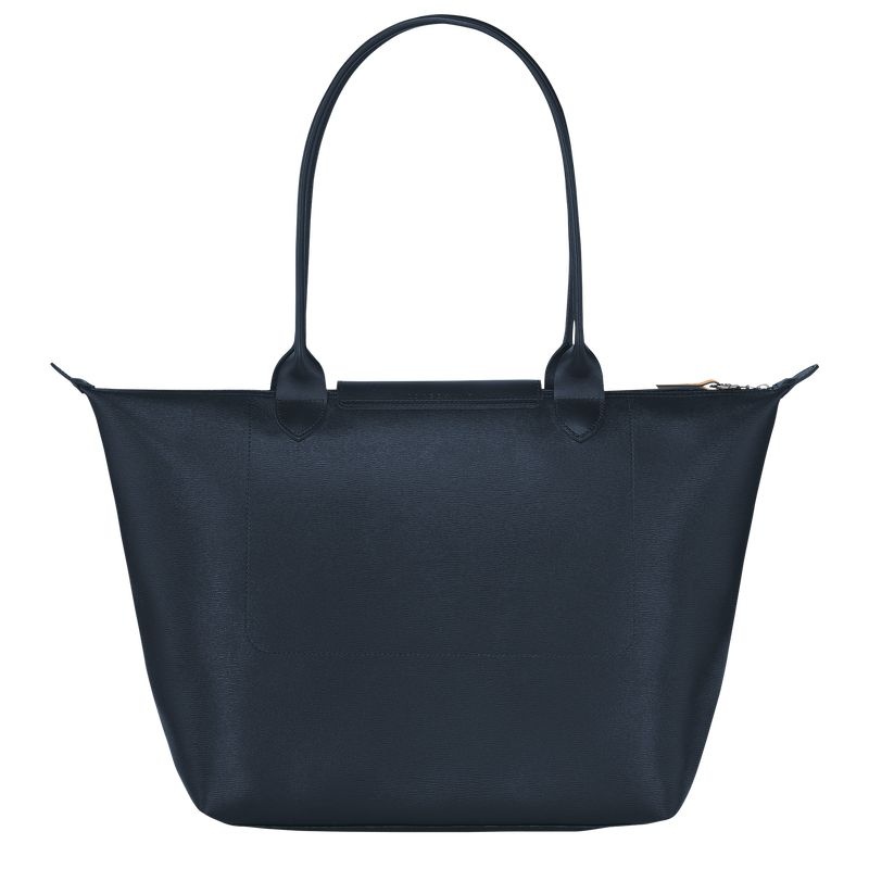 Navy Women's Longchamp Le Pliage City L Tote Bags | 5790-HPLAT