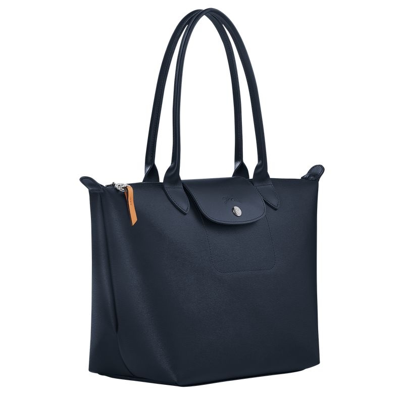 Navy Women's Longchamp Le Pliage City M Tote Bags | 7098-SCEXB