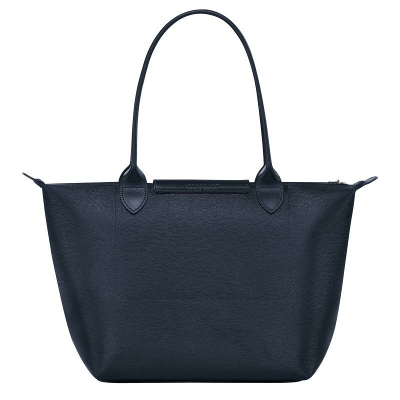 Navy Women's Longchamp Le Pliage City M Tote Bags | 7098-SCEXB