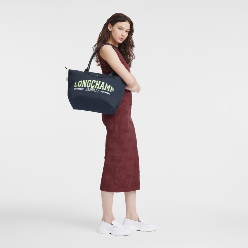 Navy Women's Longchamp Le Pliage Collection L Tote Bags | 6170-TWFEI