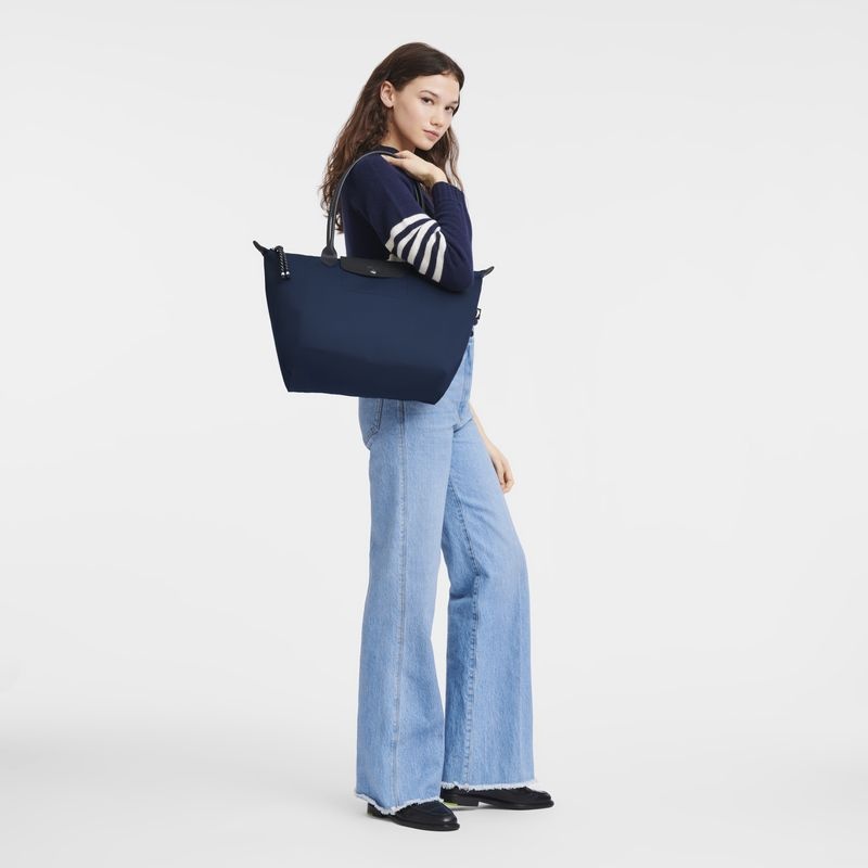 Navy Women's Longchamp Le Pliage Energy L Tote Bags | 5218-XRUHN