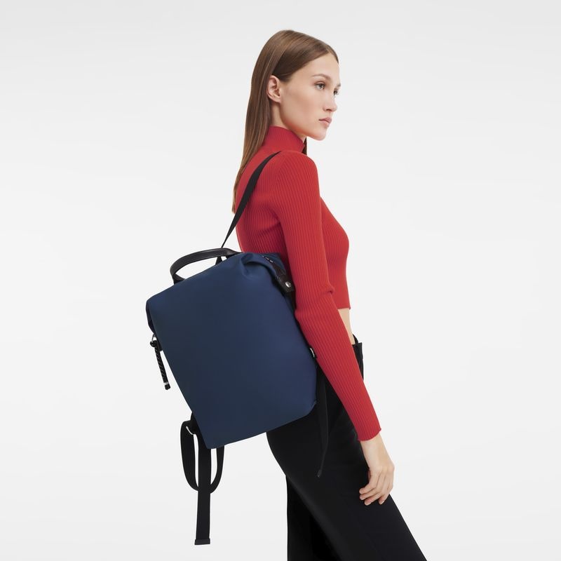 Navy Women's Longchamp Le Pliage Energy L Backpacks | 8579-MXFGL