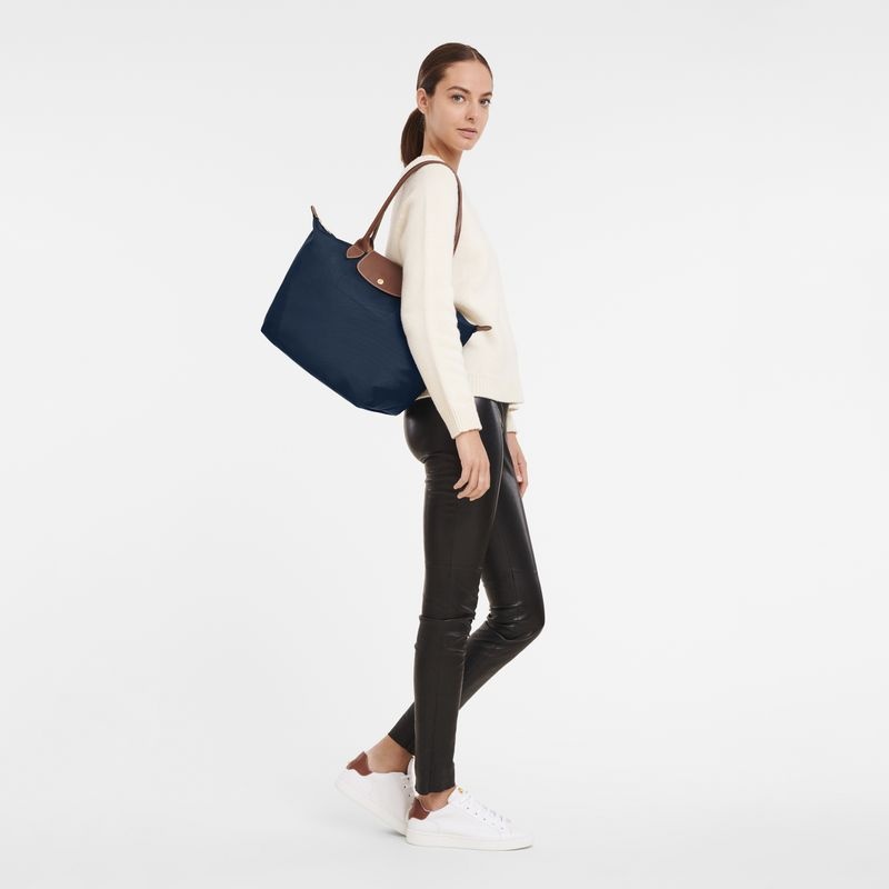 Navy Women's Longchamp Le Pliage Original L Tote Bags | 3726-YKGVT