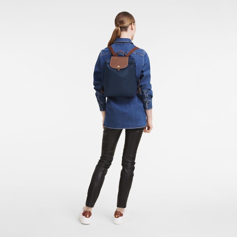 Navy Women's Longchamp Le Pliage Original M Backpacks | 2738-EZMPD