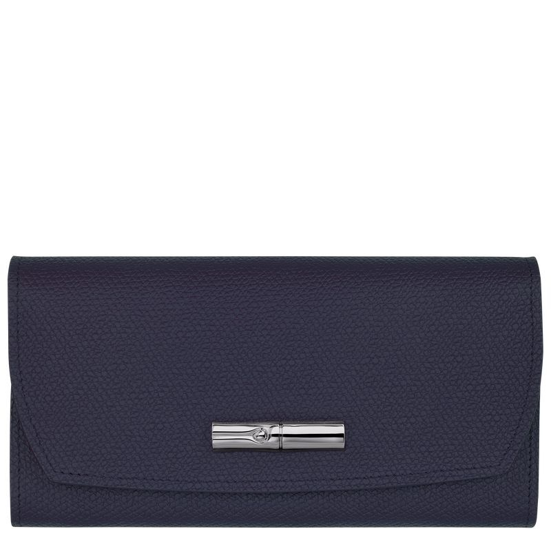 Navy Women\'s Longchamp Roseau Continental Wallet | 8216-FJHOK