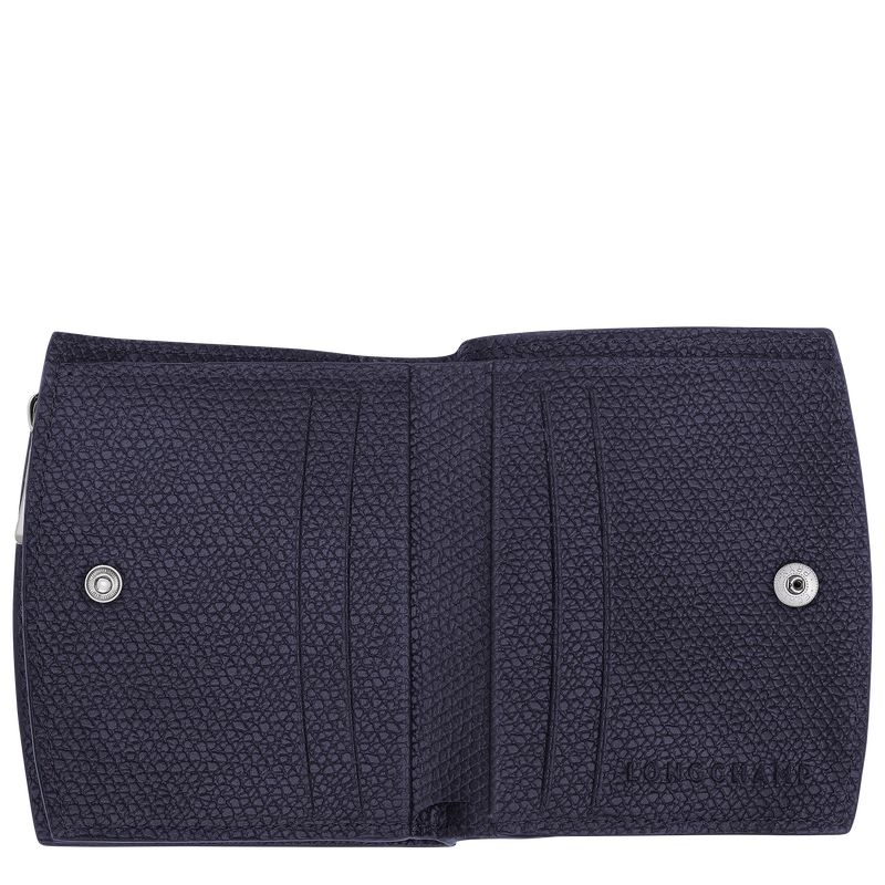 Navy Women's Longchamp Roseau Wallet | 3701-BDPZM