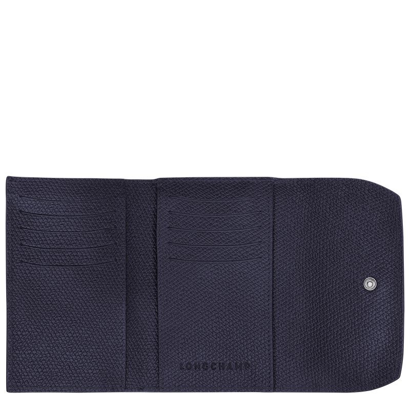 Navy Women's Longchamp Roseau Wallet | 5167-YTVLA