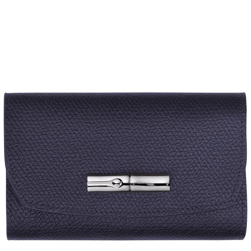 Navy Women\'s Longchamp Roseau Wallet | 5167-YTVLA