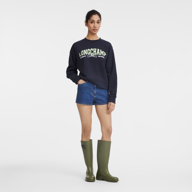 Navy Women's Longchamp Sweatshirts | 1072-RHOUY