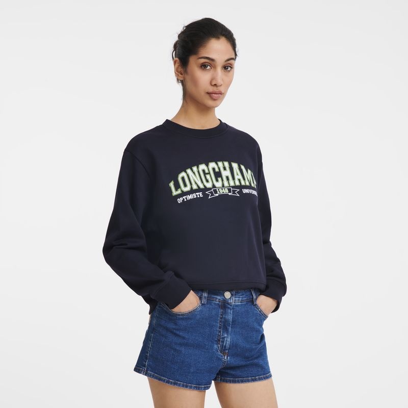 Navy Women's Longchamp Sweatshirts | 1072-RHOUY