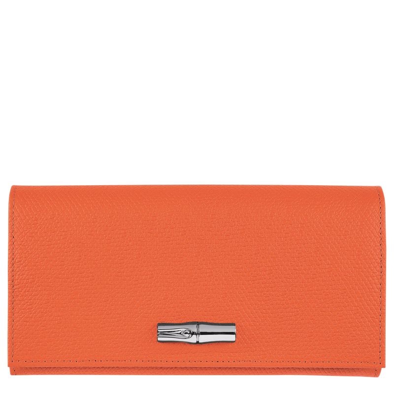 Orange Women\'s Longchamp Roseau Continental Wallet | 8072-DOSTU