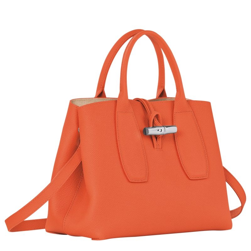 Orange Women's Longchamp Roseau M Handbag | 7629-ERVMD