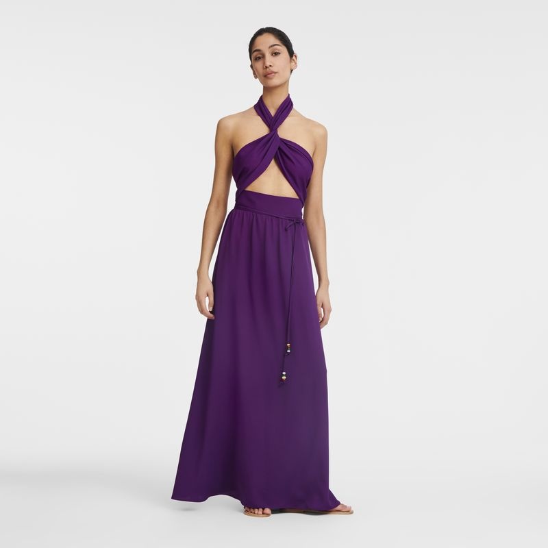 Purple Women's Longchamp Long Dress | 6719-PEZVU