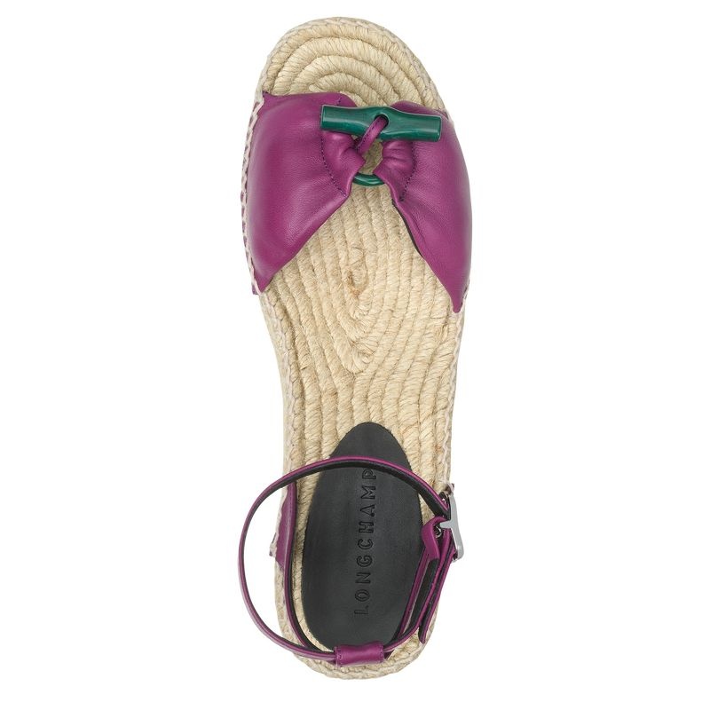 Purple Women's Longchamp Roseau Wedge Espadrilles | 0149-UCQAT