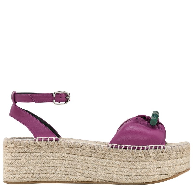 Purple Women\'s Longchamp Roseau Wedge Espadrilles | 0149-UCQAT