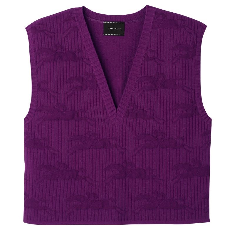 Purple Women\'s Longchamp Sleeveless Sweaters | 2560-LFBKX