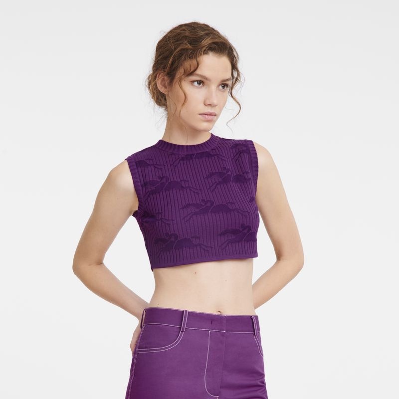 Purple Women's Longchamp Sleeveless Tops | 4273-ABJDZ