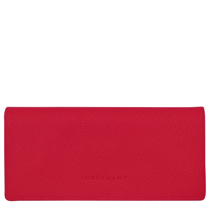 Red Women\'s Longchamp Le Foulonné Continental Wallet | 7306-UABHP