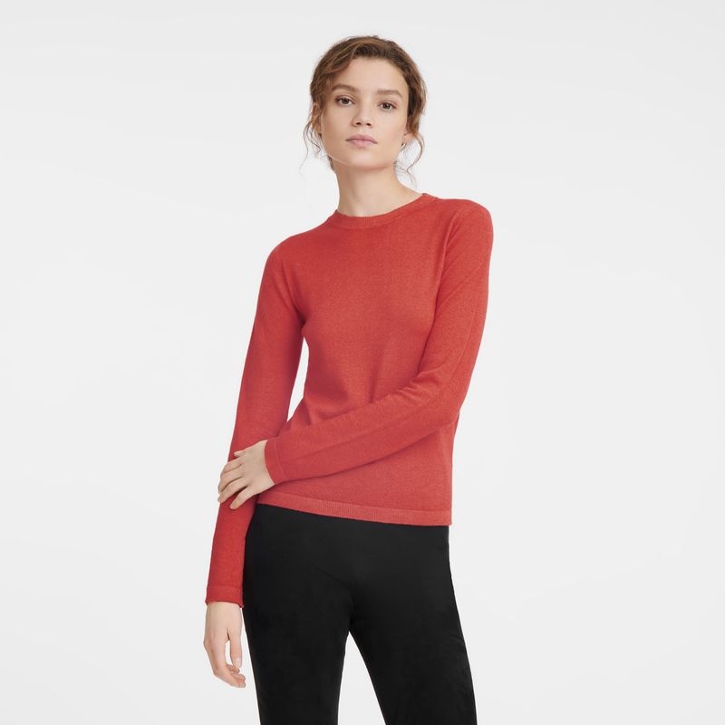 Red Women's Longchamp Sweaters | 5214-NFVIQ